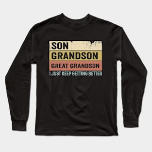 Son Grandson Great Grandson Awesome Bio Retro Long Sleeve T-Shirt